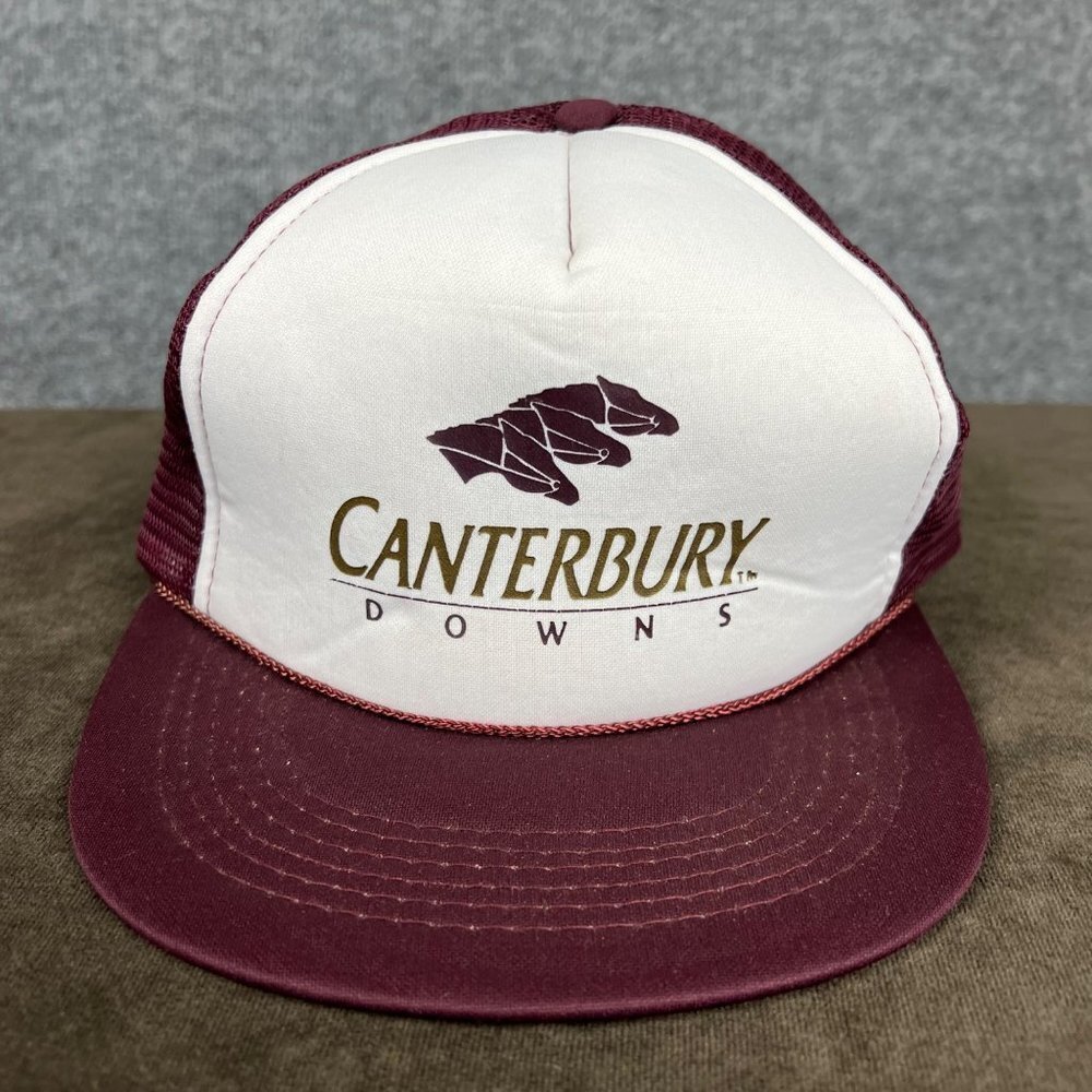 Vintage Canterbury Downs Hat Horse Racing Red Trucker Mesh‎ Snapback Cap